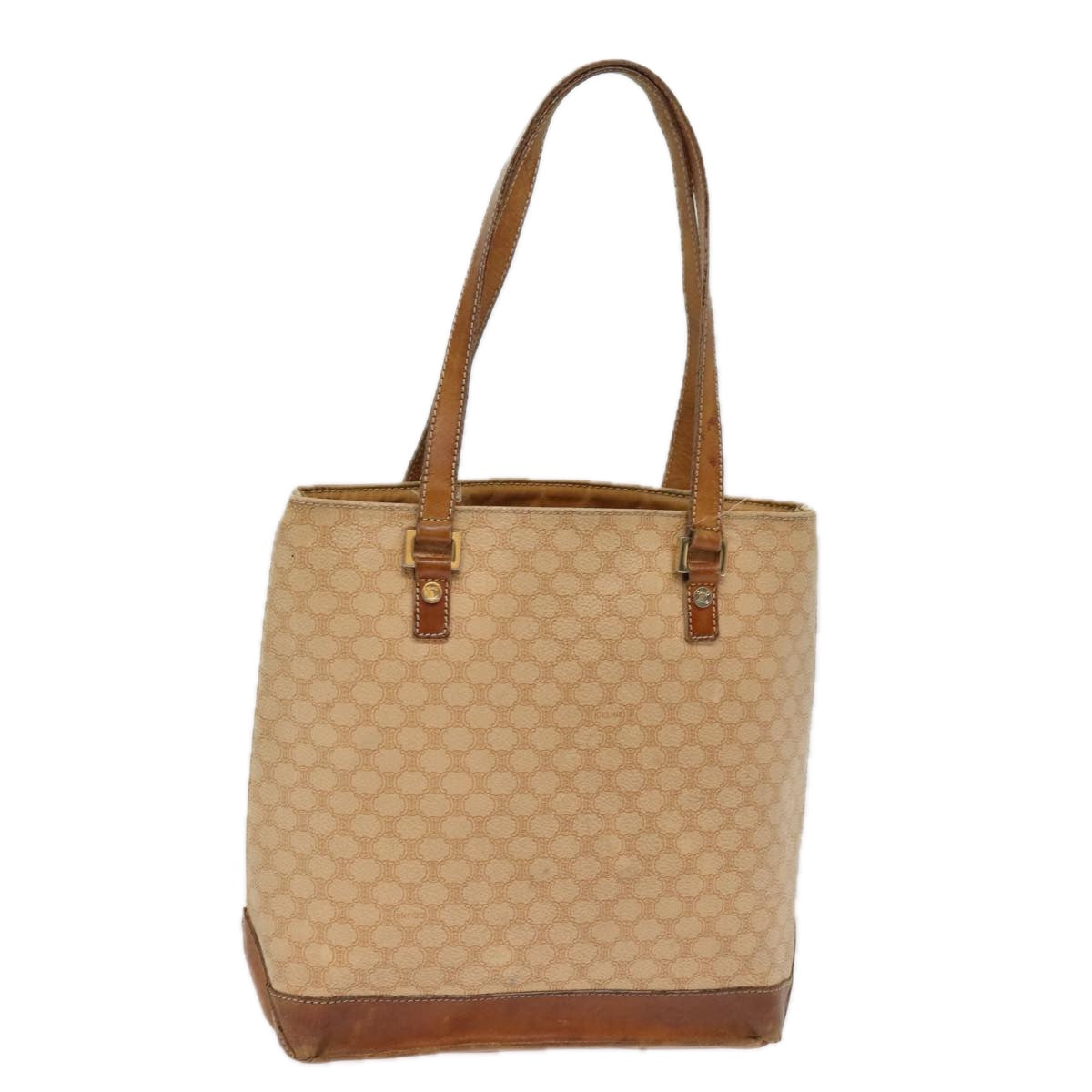 Luxury CELINE Macadam Canvas Hand Bag PVC Beige 76834