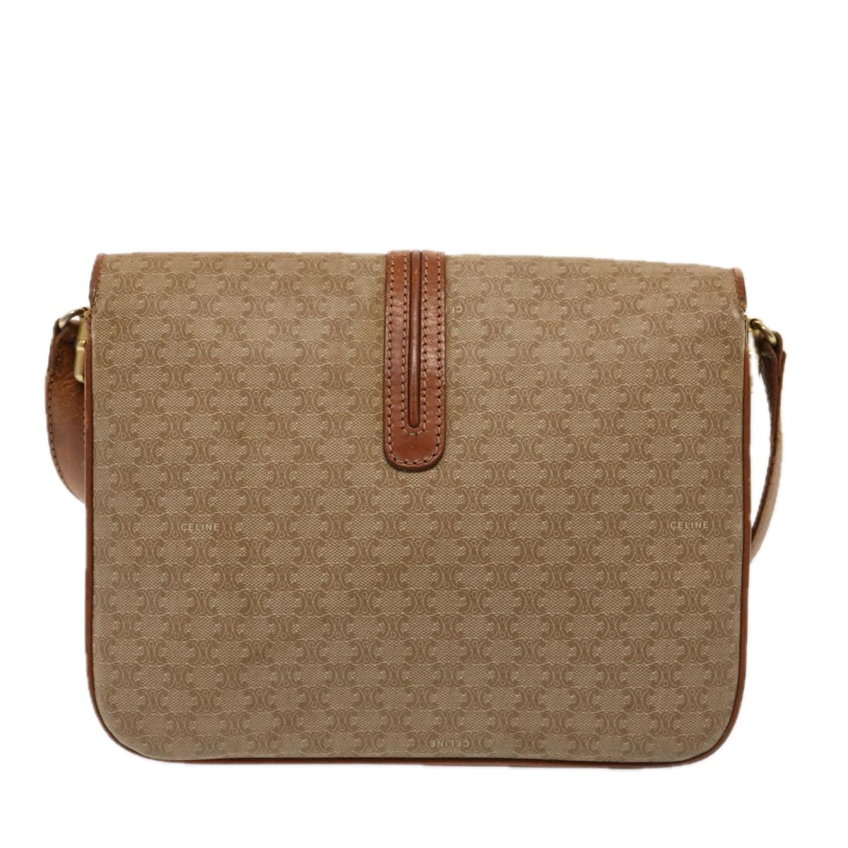 Luxury CELINE Macadam Canvas Shoulder Bag Beige 76996