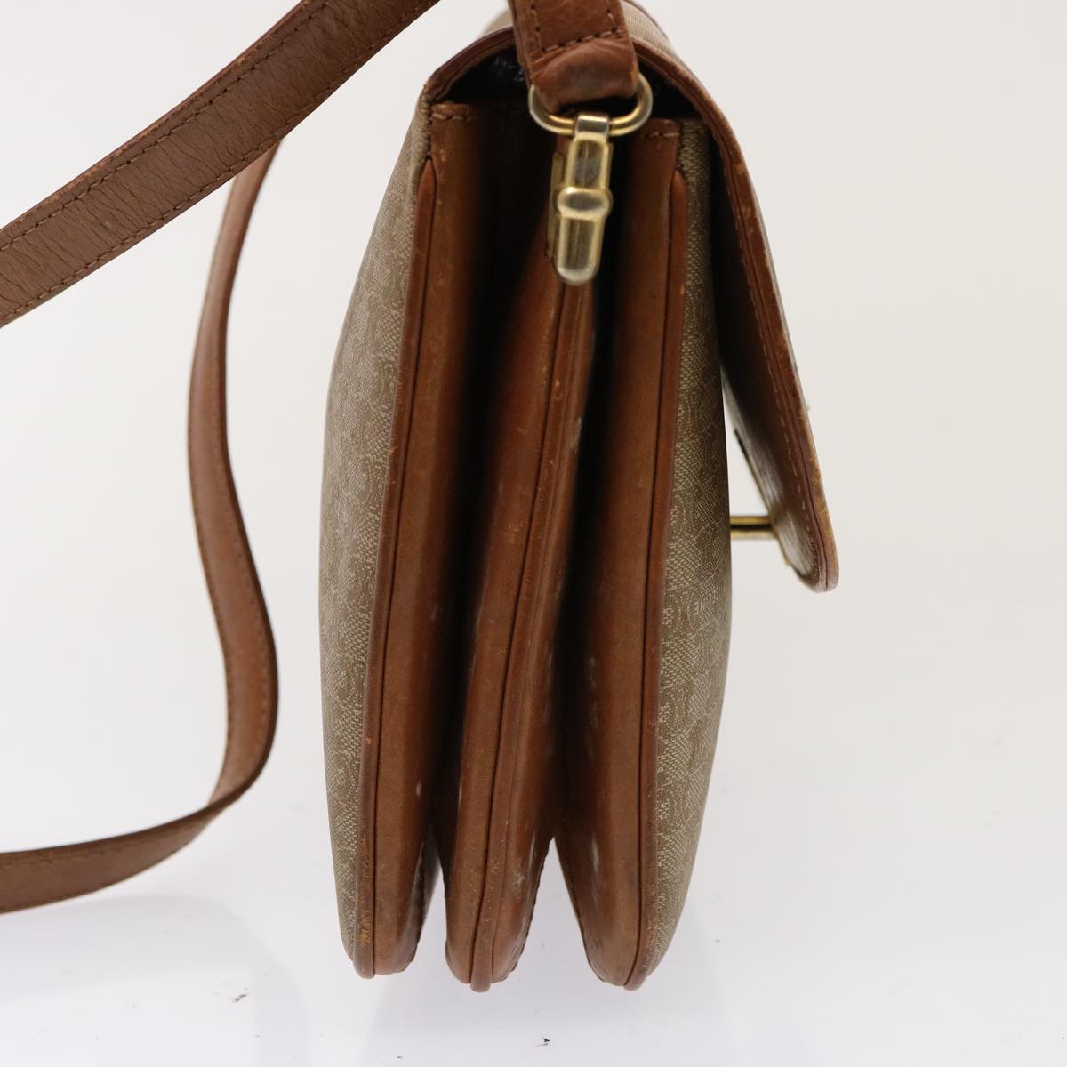 Luxury CELINE Macadam Canvas Shoulder Bag Beige 76996