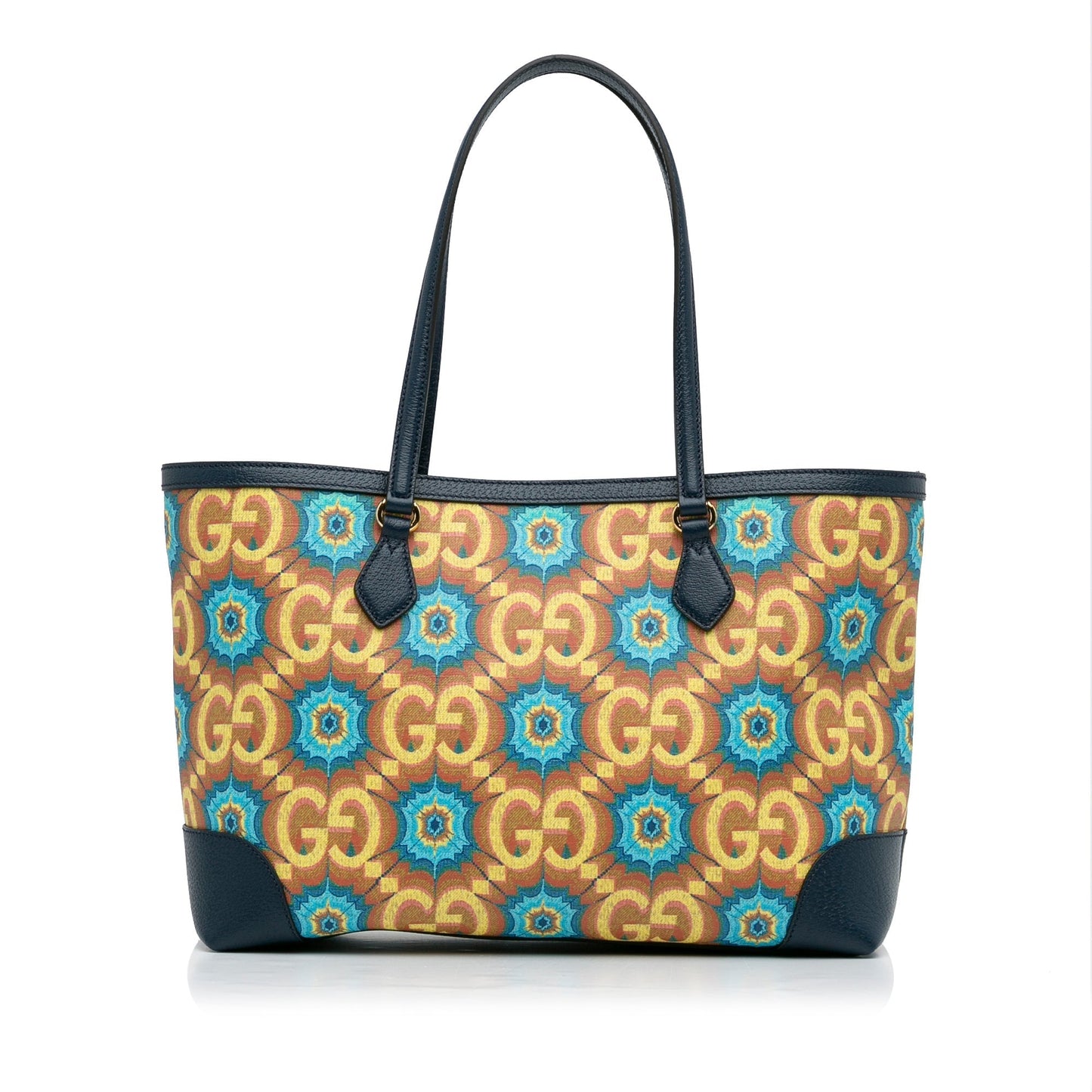 Gucci Ophidia Blue Leather Canvas Tote