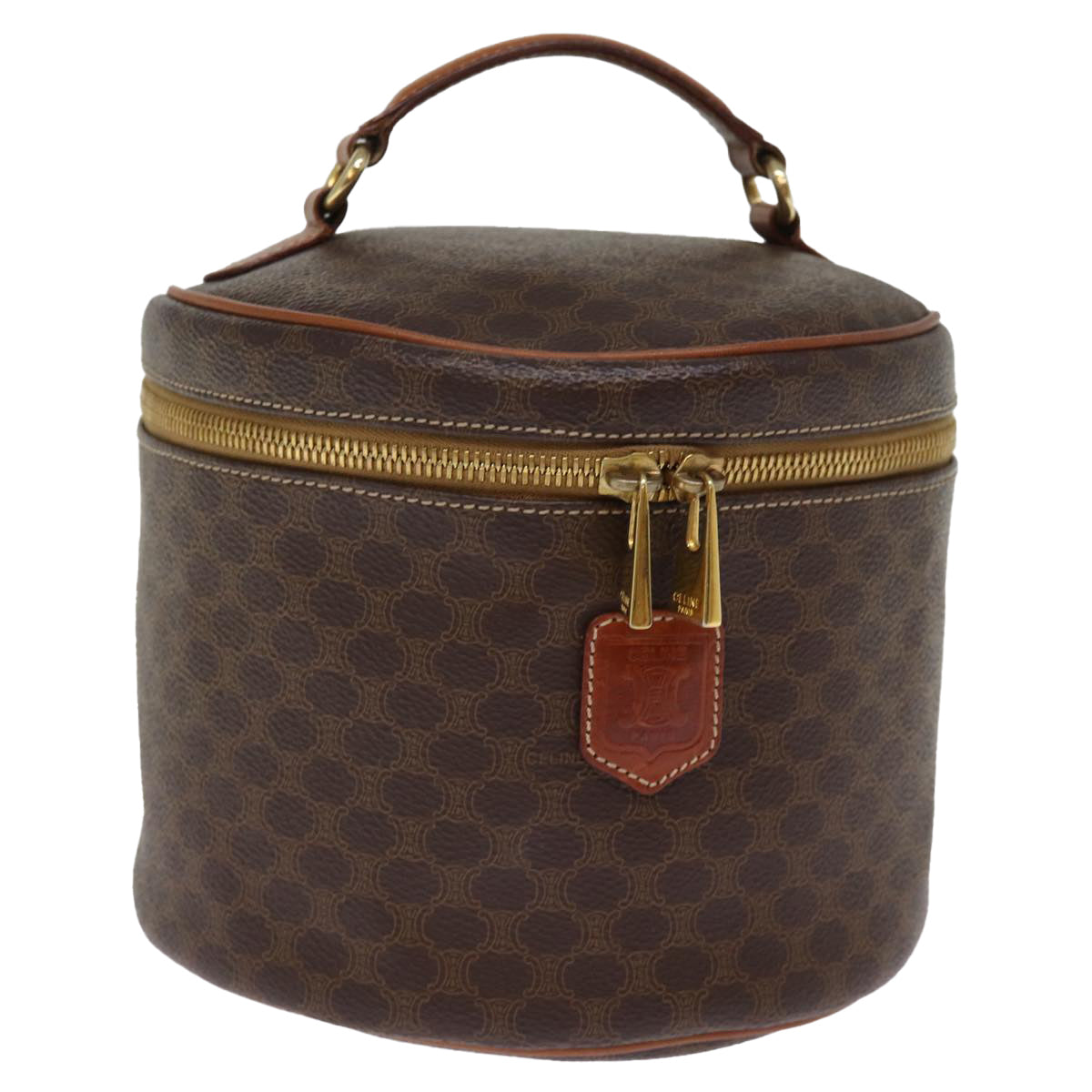 Luxury CELINE Macadam Canvas Vany Hand Bag PVC Brown 77198