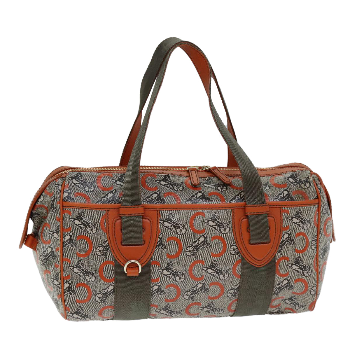 Luxury CELINE C Macadam Canvas Hand Bag Orange 77384