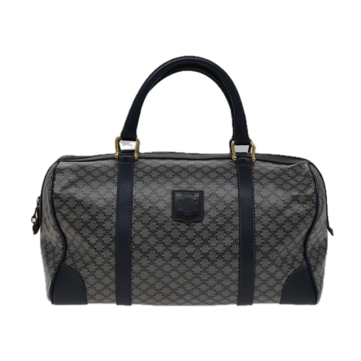 Luxury CELINE Macadam Canvas Boston Bag Navy 77711