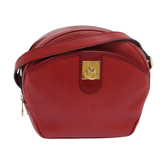 Luxury CELINE Shoulder Bag Leather Red 77720