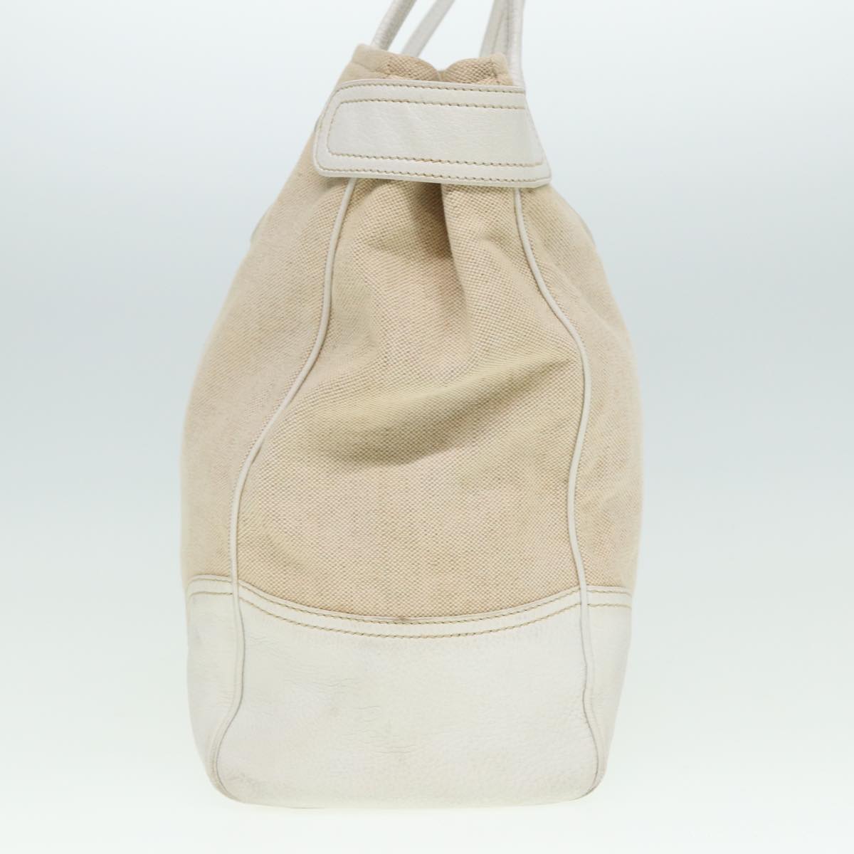 PRADA Tote Bag Canvas Beige Auth