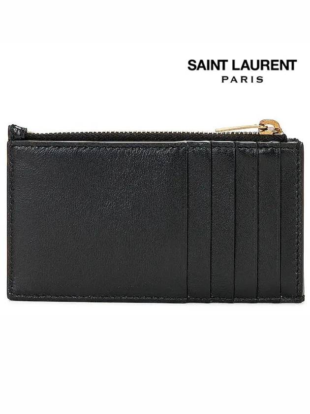 Luxury Saint Laurent Trending 2026 Cassandre Zipped Card Wallet Black