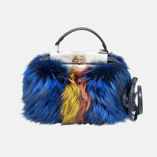 Fendi Peekaboo Mini Fox Fur Blue Limited Edition 2014