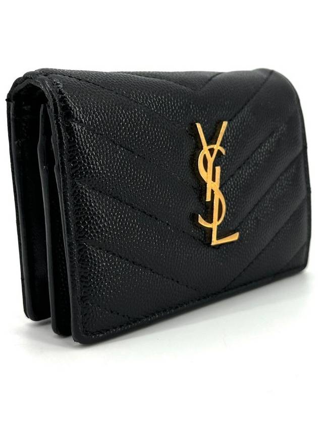 Luxury Saint Laurent Trending 2026 Monogram gold flap card wallet 530841