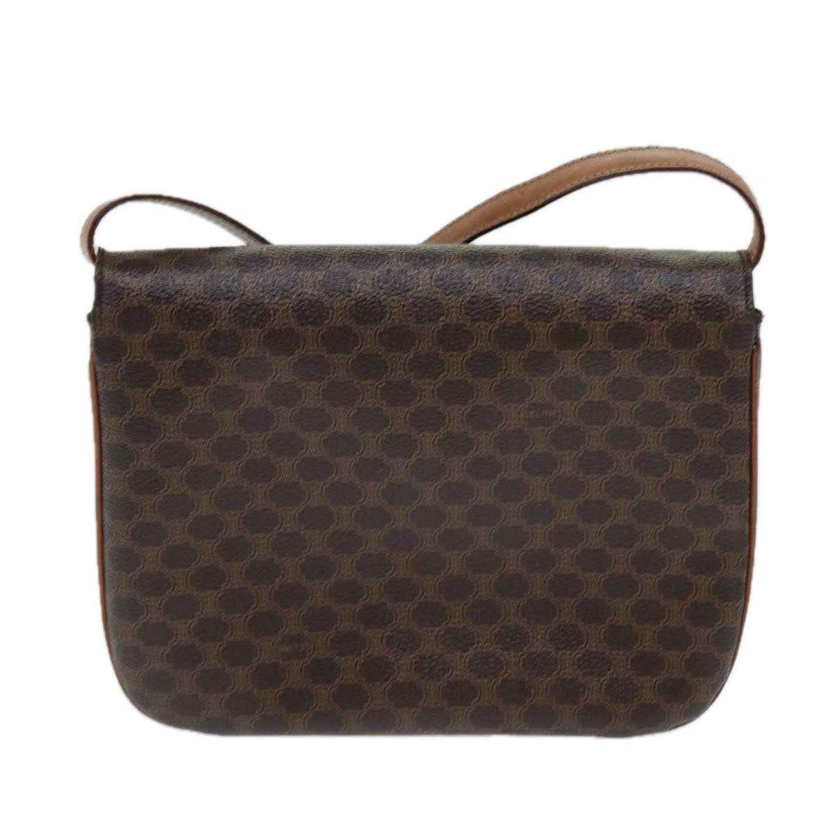 Luxury CELINE Macadam Canvas Shoulder Bag PVC Leather Brown 78222