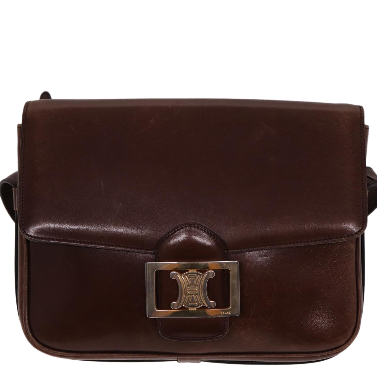Luxury CELINE Shoulder Bag Leather Brown 78512
