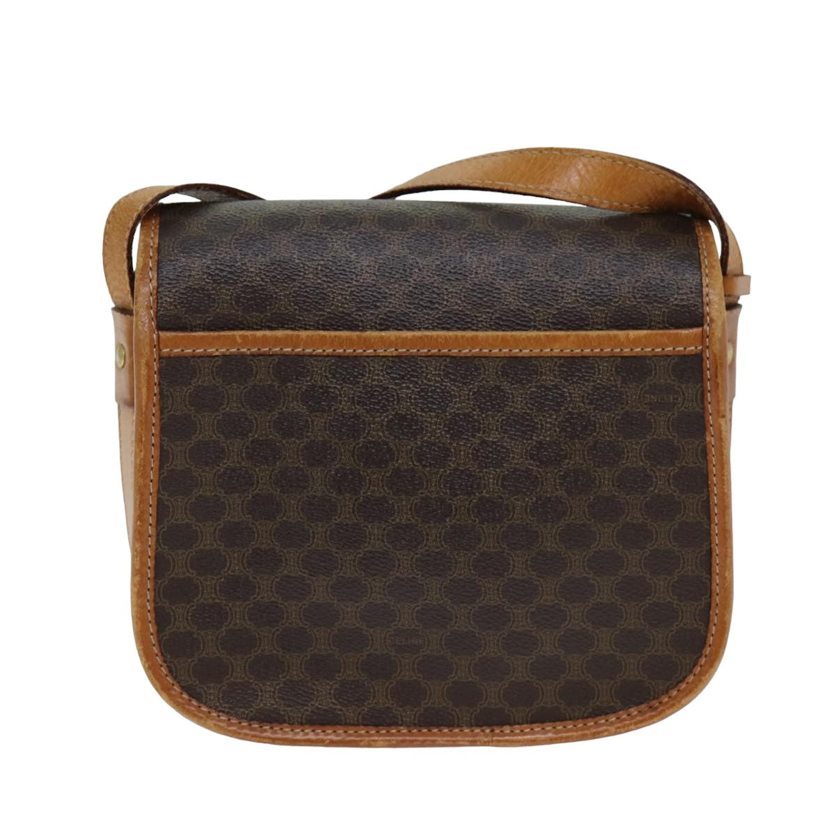 Luxury CELINE Macadam Canvas Shoulder Bag PVC Leather Brown 78765