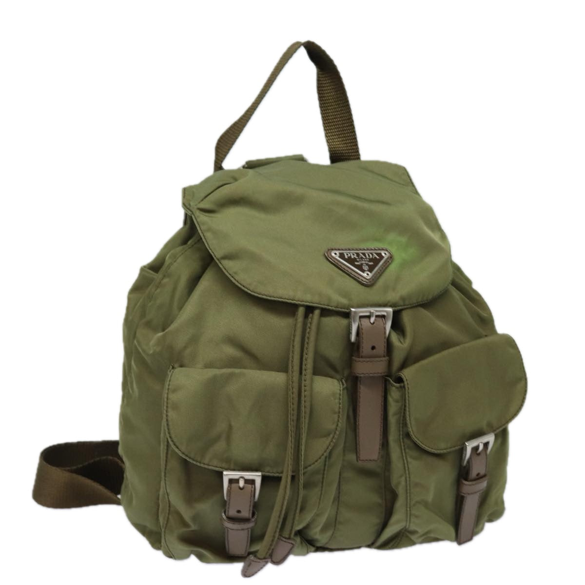 PRADA Shoulder Bag Nylon Khaki Auth