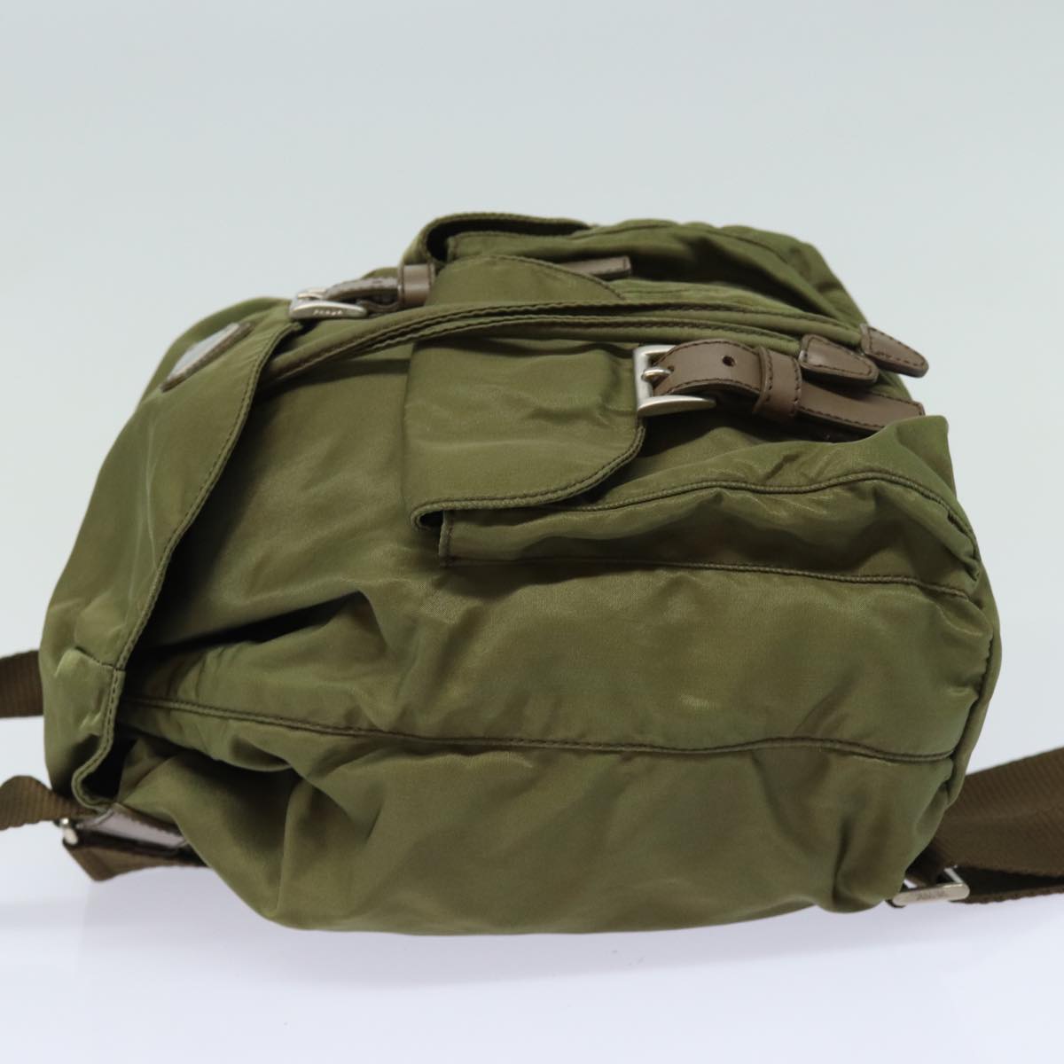 PRADA Shoulder Bag Nylon Khaki Auth