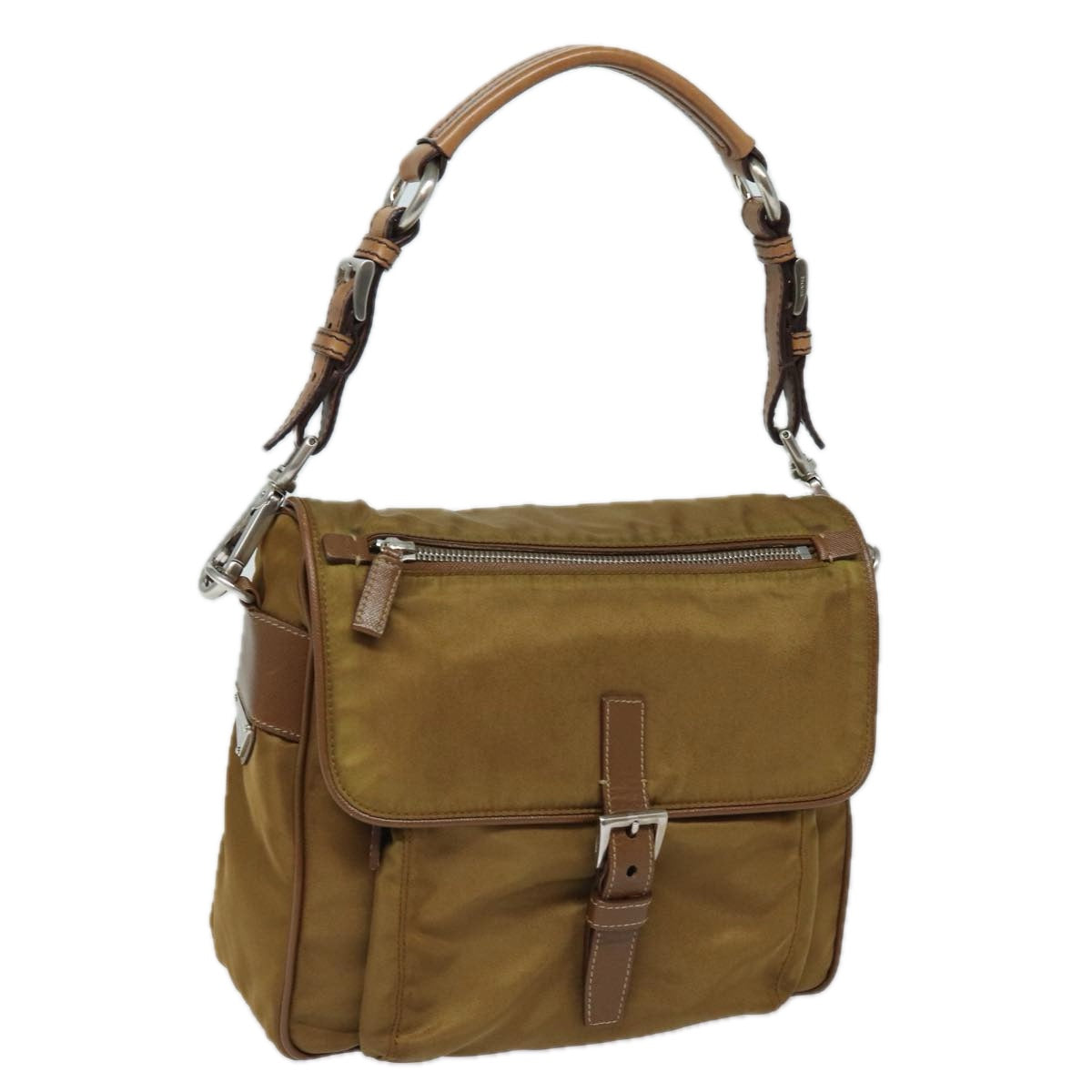 PRADA Shoulder Bag Nylon Brown Auth