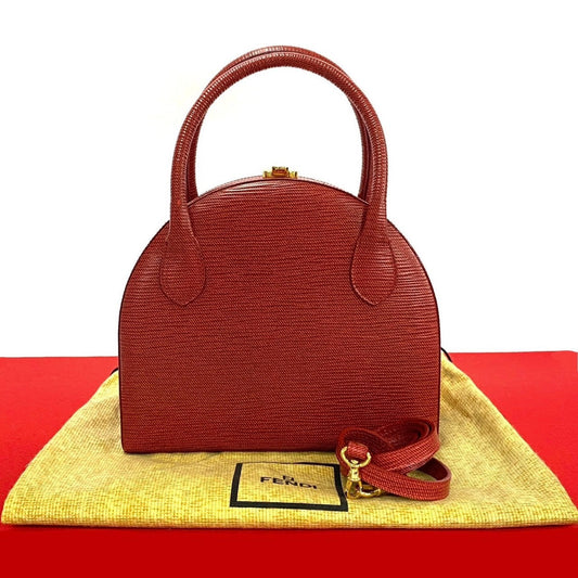 FENDI Shoulder Bag leather Red 2way Women