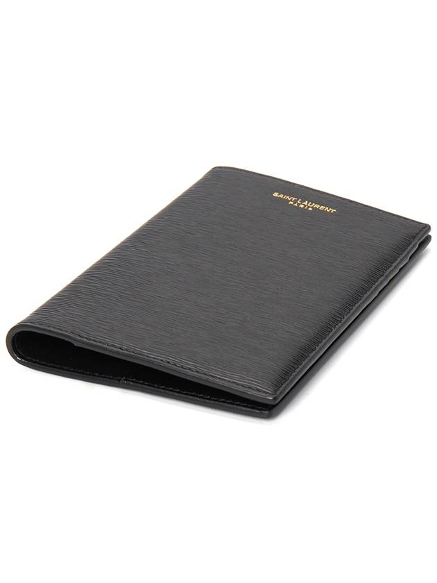 Luxury Saint Laurent Trending 2026 Logo Print Leather Card Wallet Black