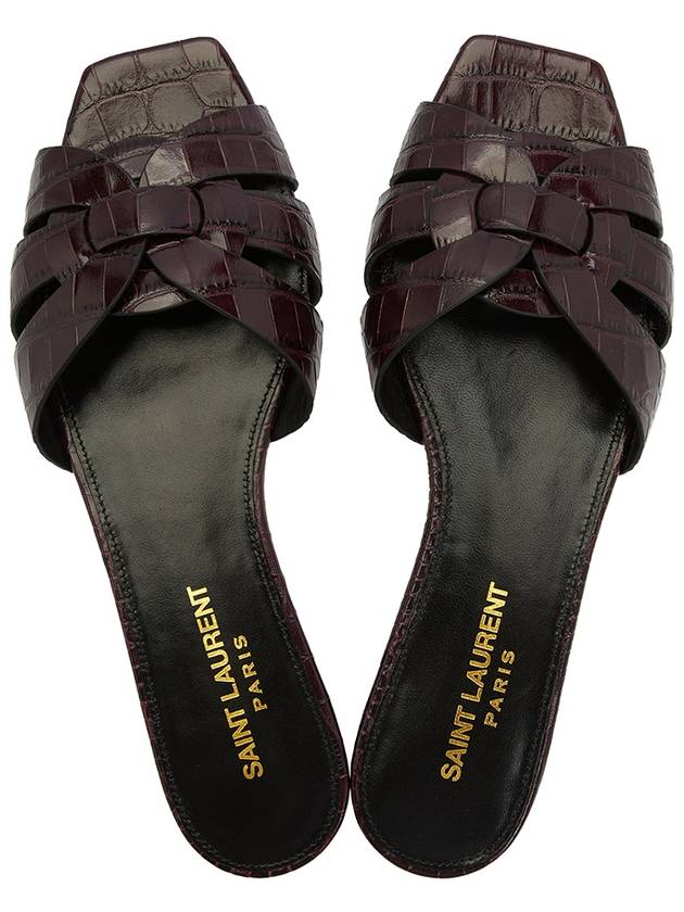 Luxury Saint Laurent Trending 2026 Women's Tribute Slippers Burgundy