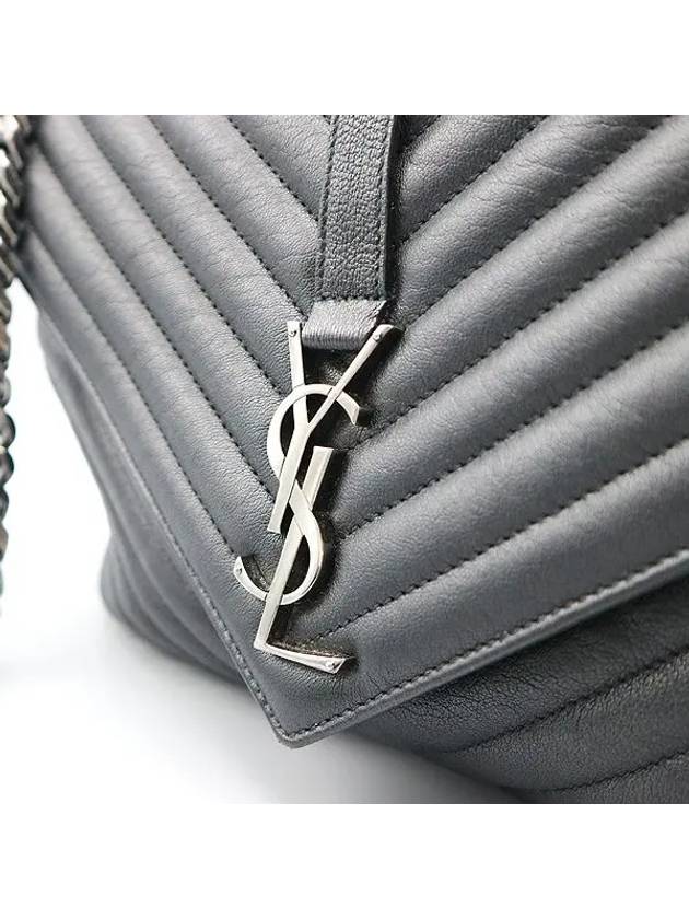 Luxury Saint Laurent Trending 2025 600278 Black leather YSL silver logo decoration COLLEGE large L size tote bag shoulder strap