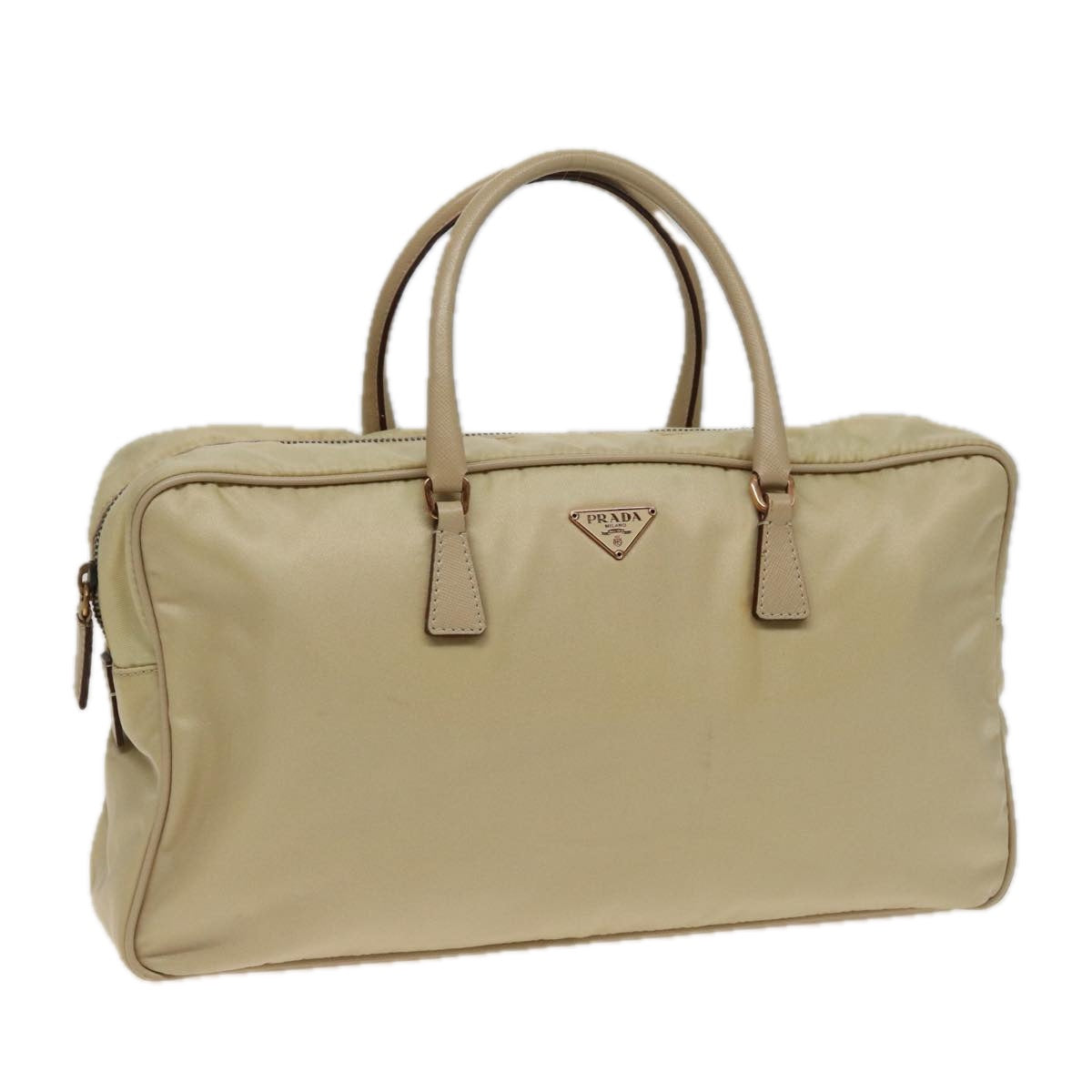 PRADA Hand Bag Nylon Cream Auth