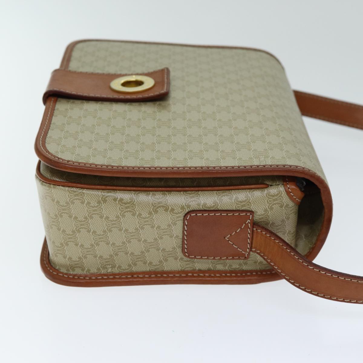 Luxury CELINE Macadam Canvas Shoulder Bag Beige 79130