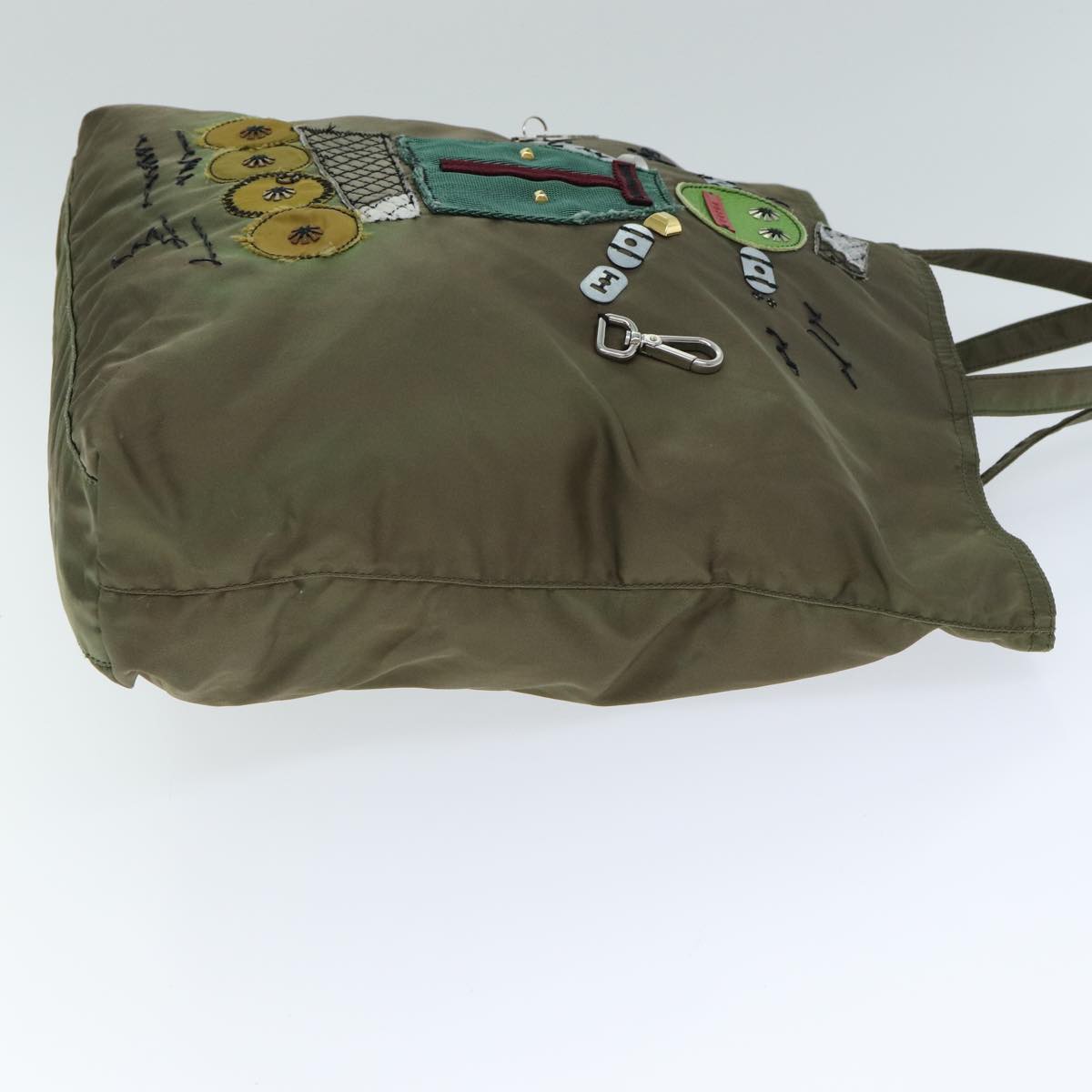 PRADA Robot Tote Bag Nylon Khaki Auth