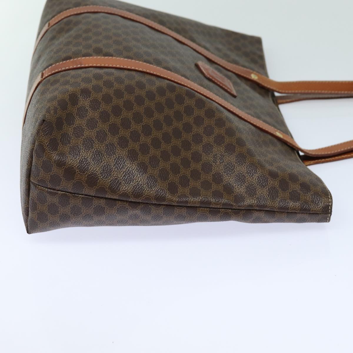 Luxury CELINE Macadam Canvas Tote Bag PVC Leather Brown 79187