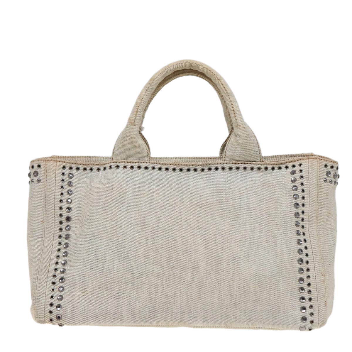 PRADA Bijoux Canapa MM Hand Bag Canvas Gray Auth
