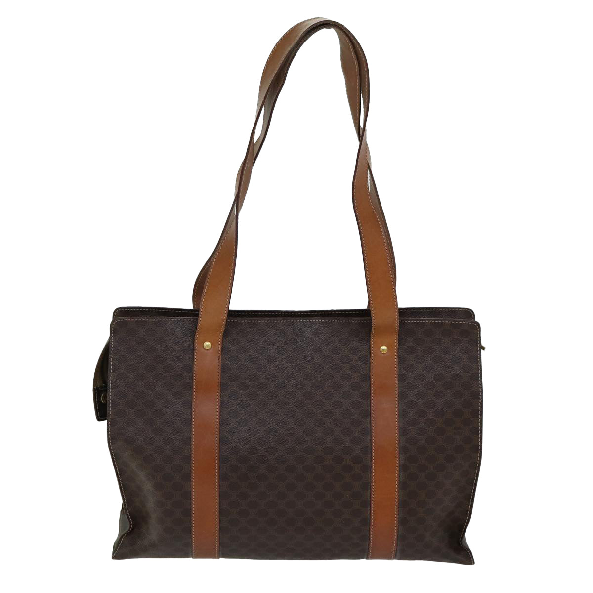 Luxury CELINE Macadam Canvas Shoulder Bag PVC Leather Brown 79543