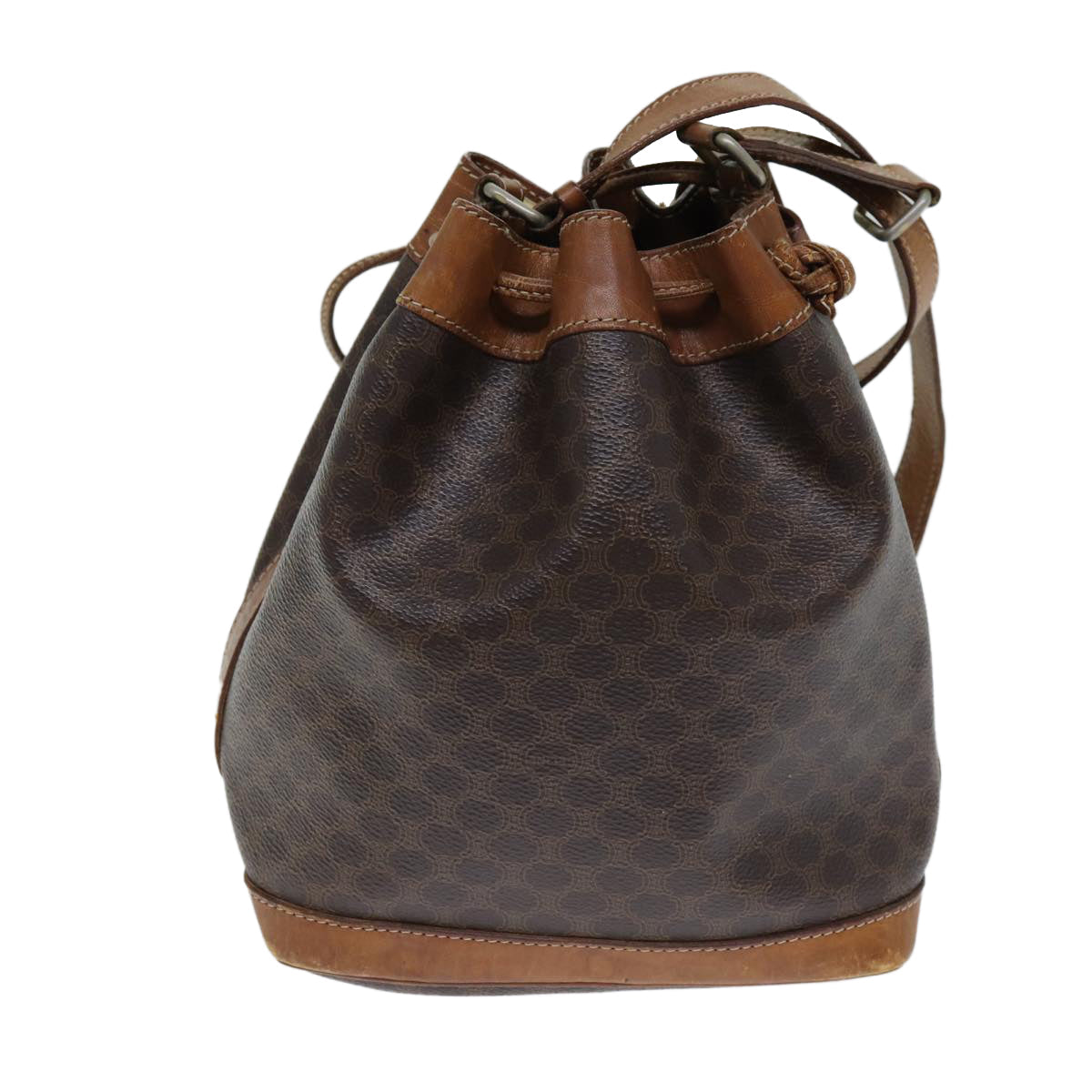 Luxury CELINE Macadam Canvas Shoulder Bag PVC Leather Brown 79626