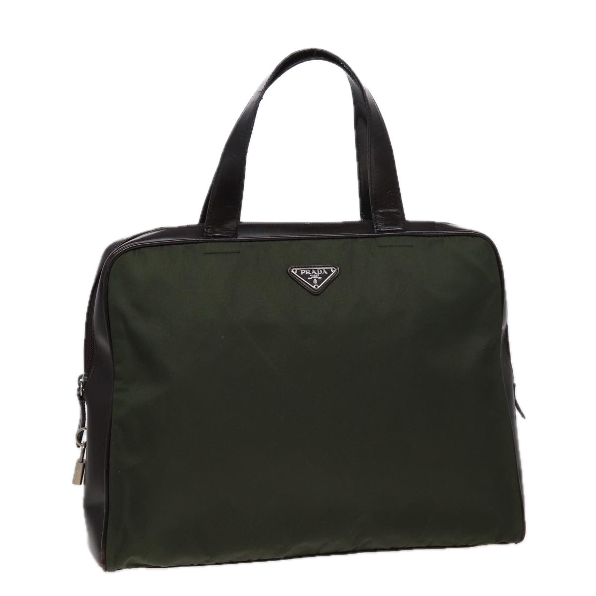 PRADA Hand Bag Nylon Khaki Auth