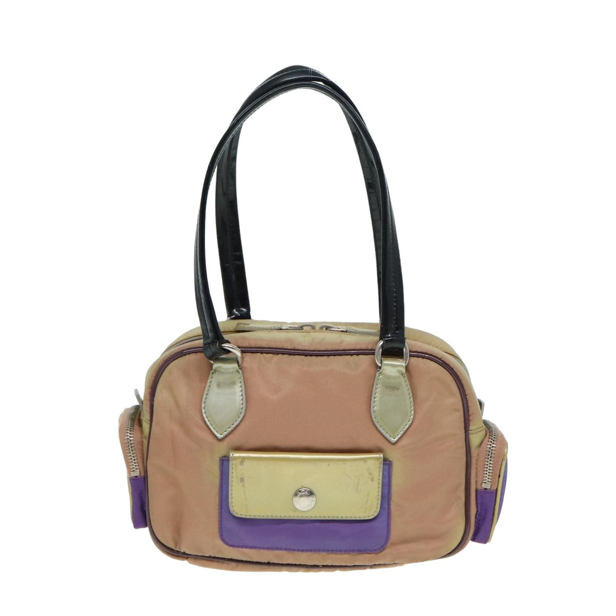 PRADA Hand Bag Nylon Purple Gold Auth