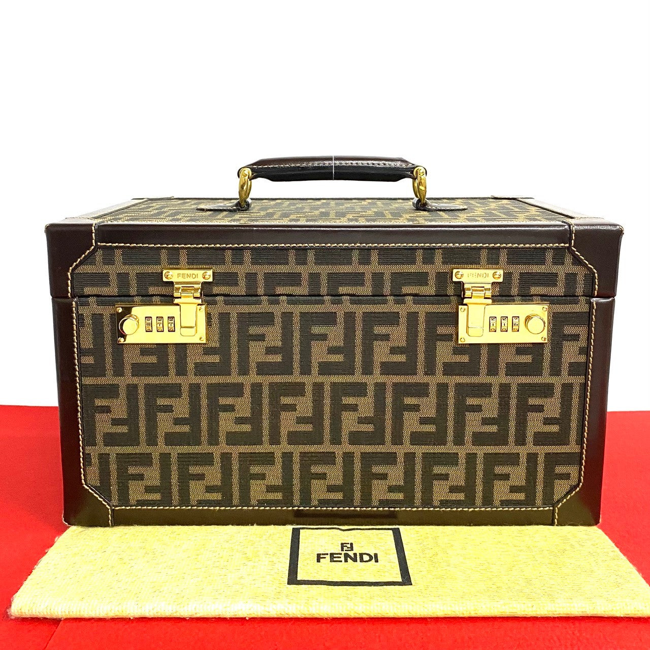 FENDI Handbag Canvas, Leather Brown Zucca FF Pattern Women