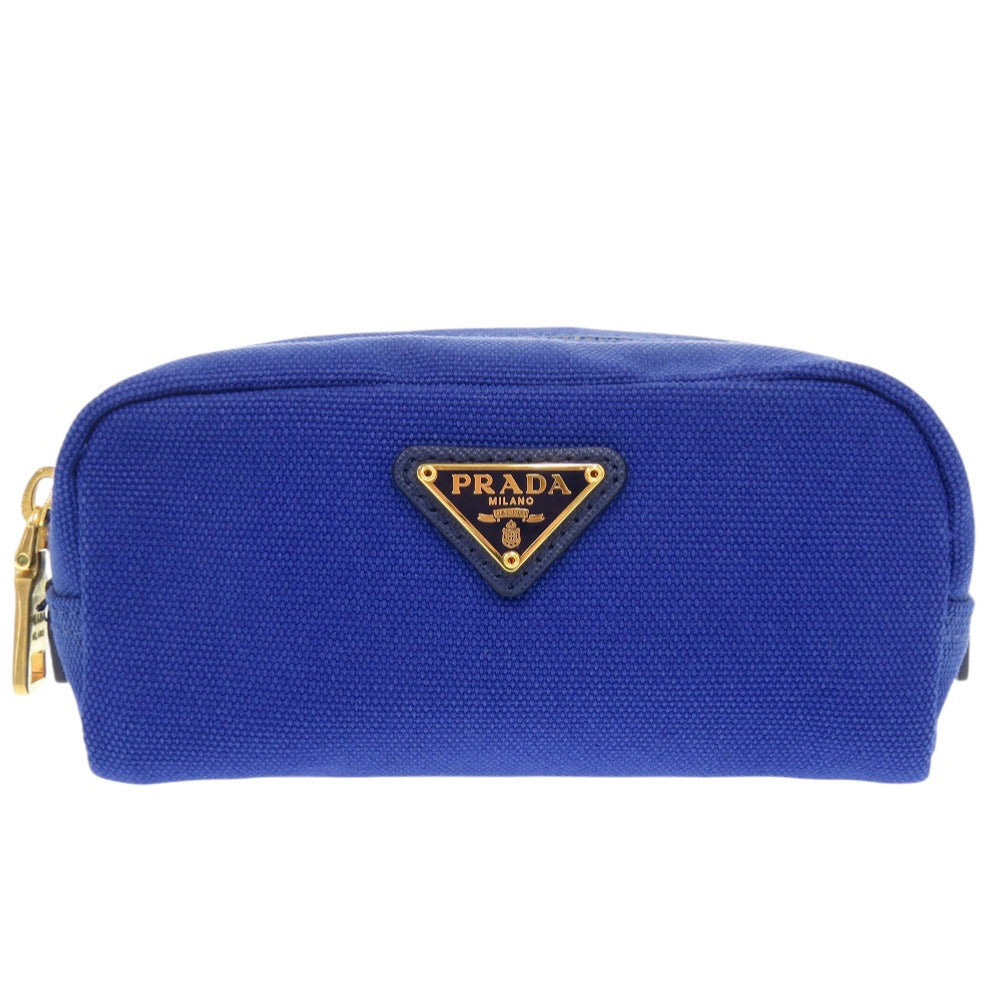 PRADA Pouch canvas blue Triangle logo