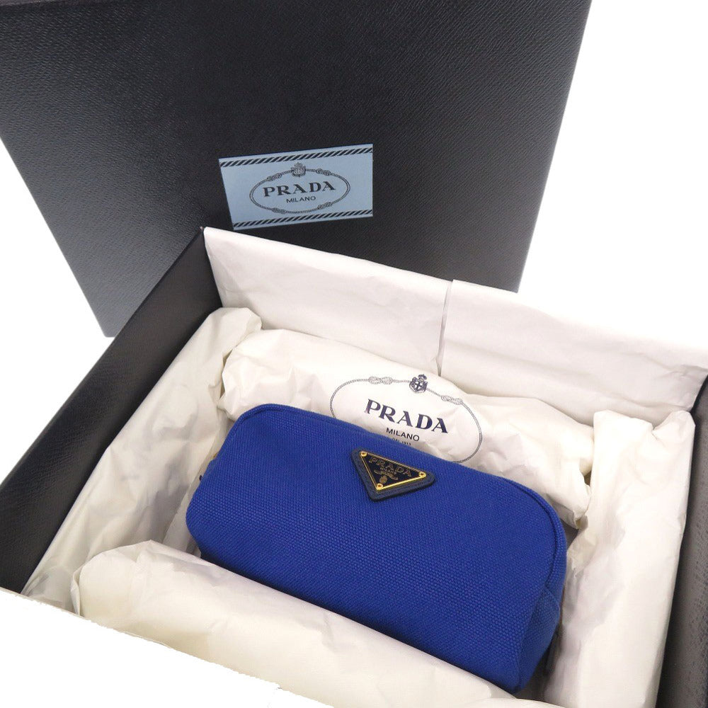 PRADA Pouch canvas blue Triangle logo