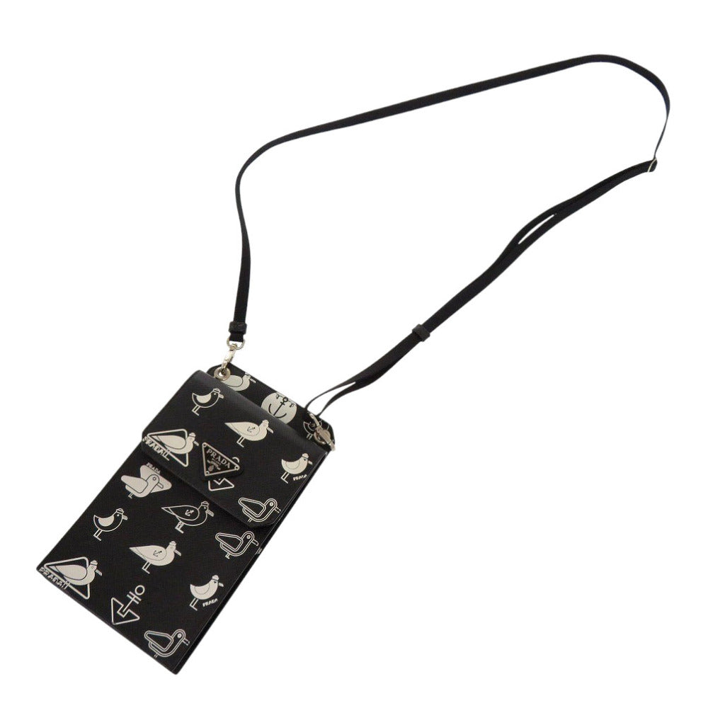 PRADA Shoulder Bag Safiano leather black iPhone case Smartphone case