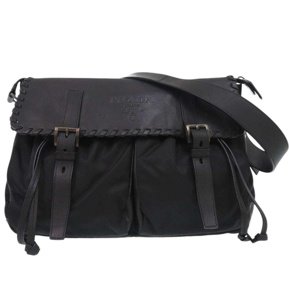 PRADA Shoulder Bag leather NERO