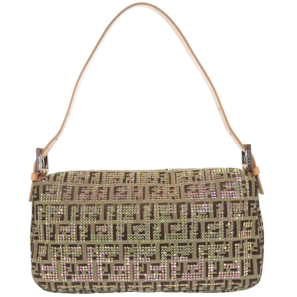 FENDI Shoulder Bag 8BR000 Canvas, Stone beige Mamma Bucket Zucca Pattern FFMetal