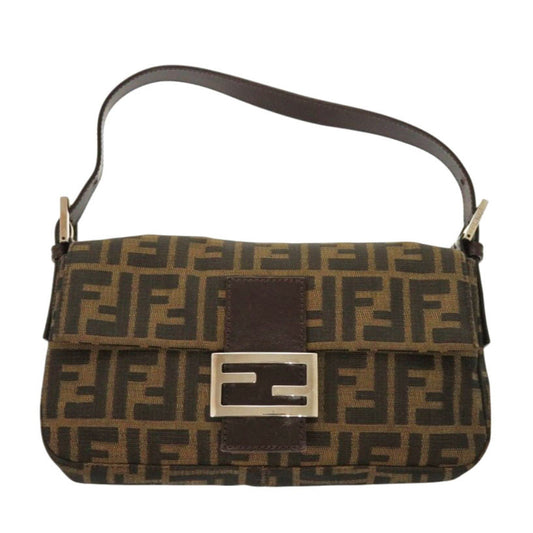 FENDI Shoulder Bag Canvas, Leather Brown Mamma Bucket Zucca Pattern