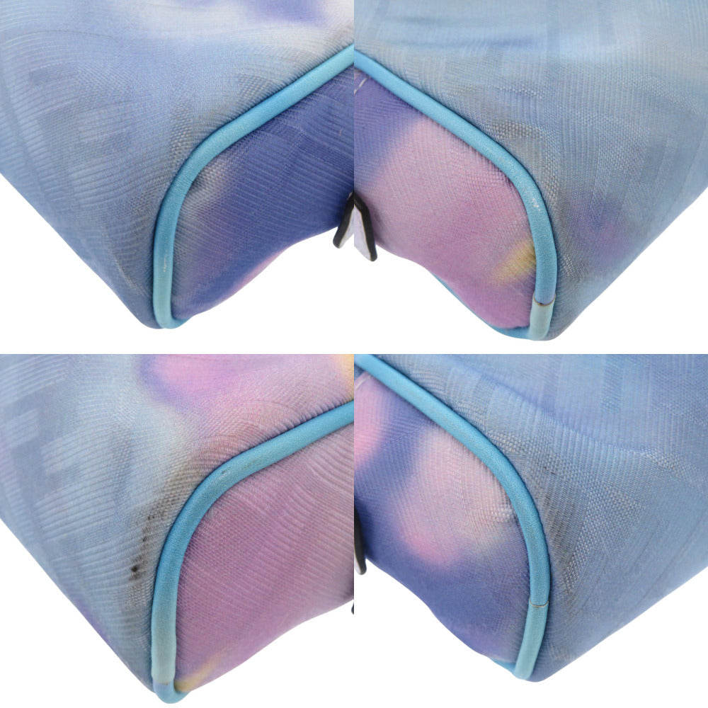 FENDI business bag 7N0116 Fabric , Calfskin Light blue Zucca Pattern Marble FF Logo Pouch unisex(Unisex)