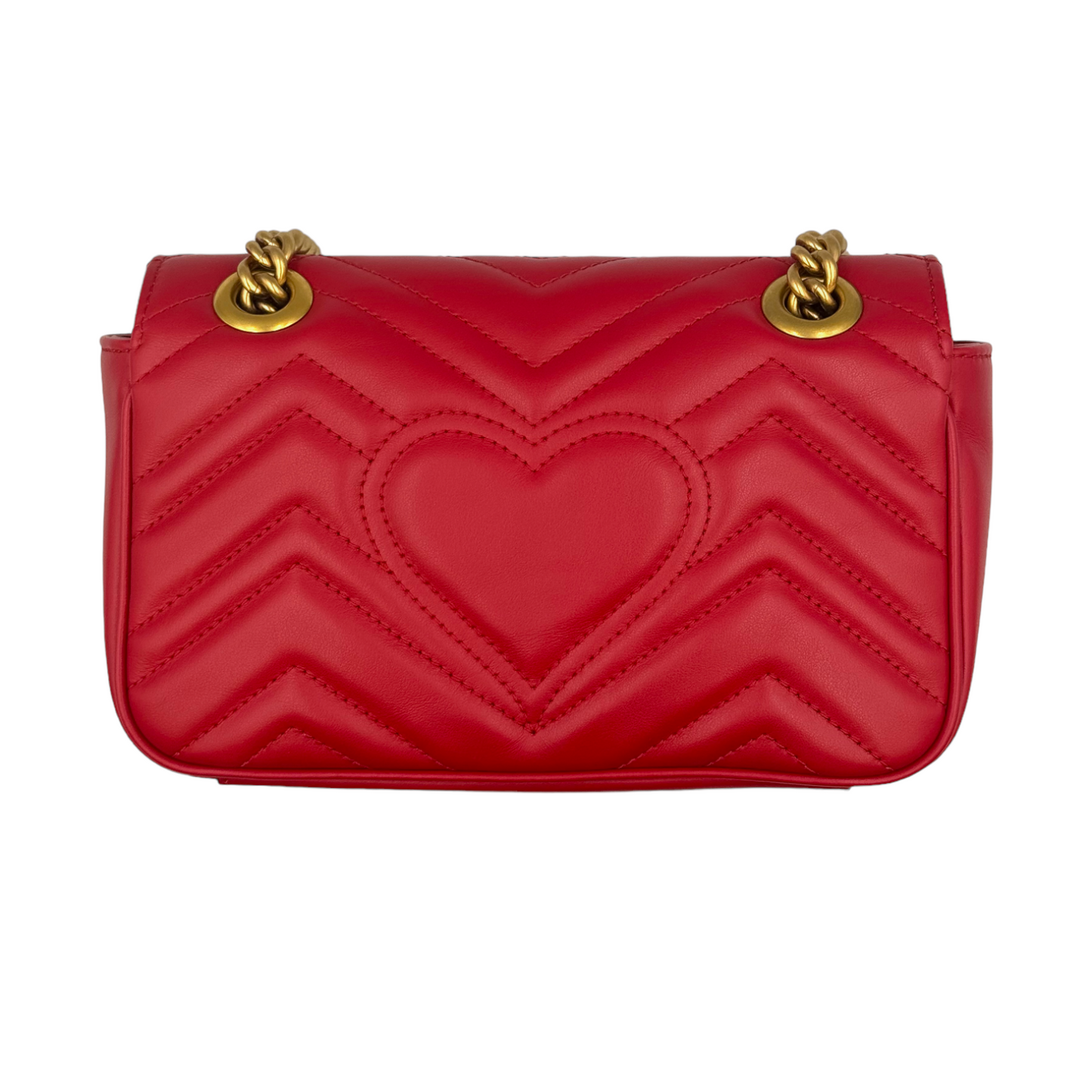 Gucci GG Marmont Red Leather Chain Crossbody
