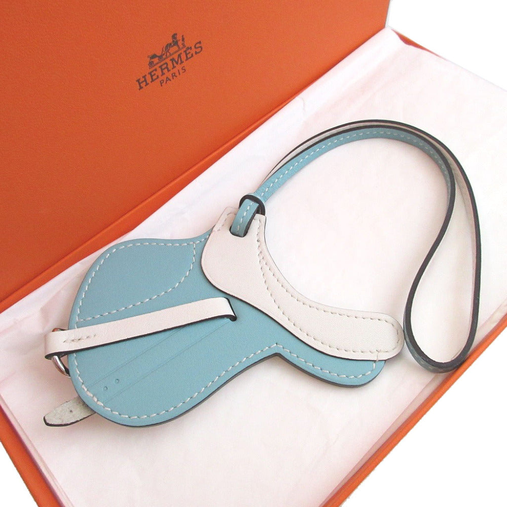 HERMES key ring Vaux Swift Blue Atoll Bag charm Paddock cell Women