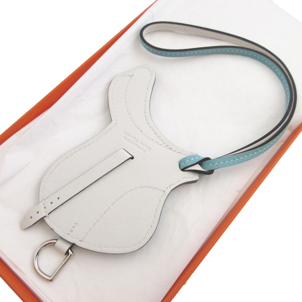 HERMES key ring Vaux Swift Blue Atoll Bag charm Paddock cell Women