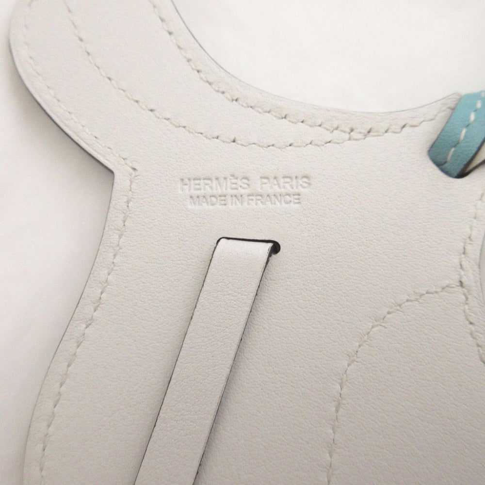 HERMES key ring Vaux Swift Blue Atoll Bag charm Paddock cell Women