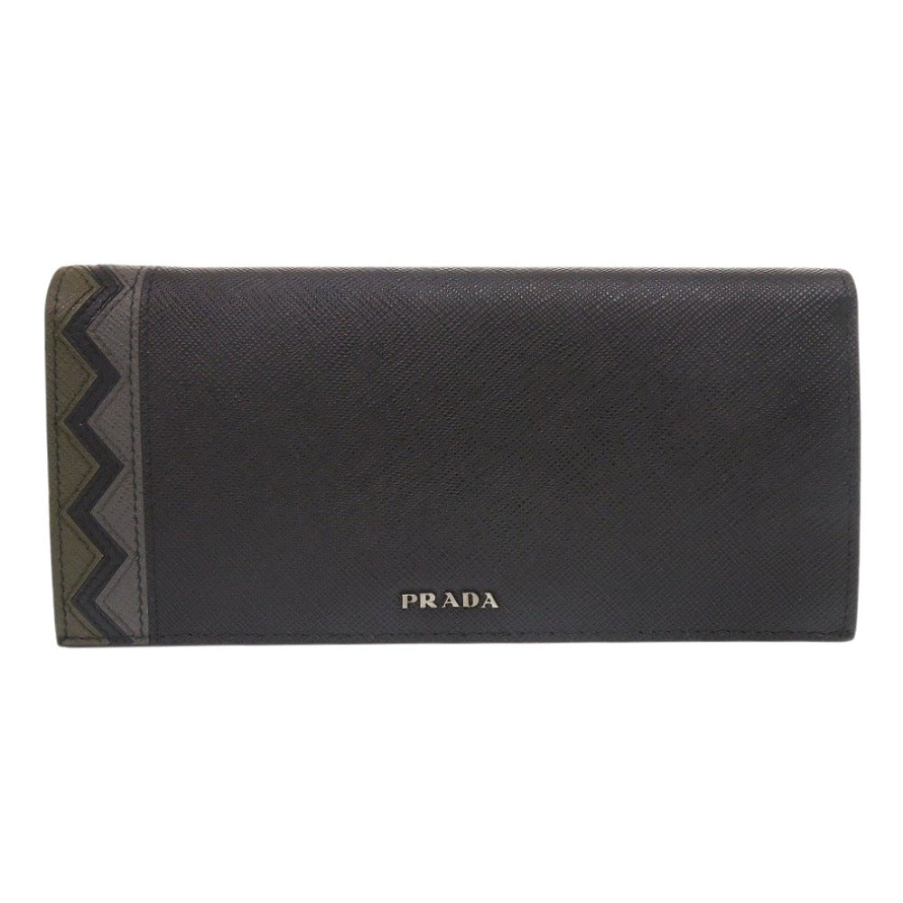 PRADA Long Wallet Purse 2MV836 leather black Bifold Walletlong wallet Safiano mens