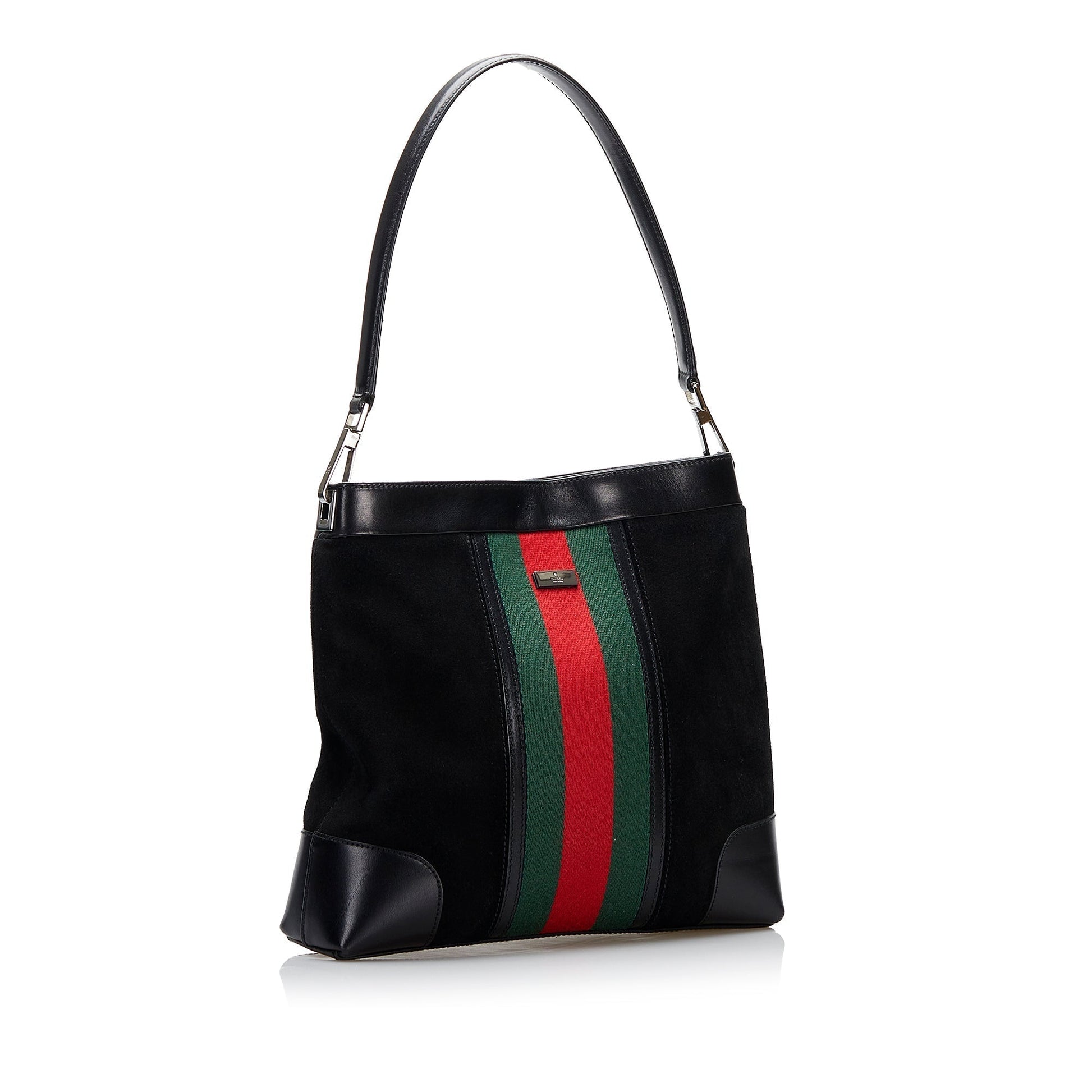 Gucci Web Leather Suede Shoulder Bag