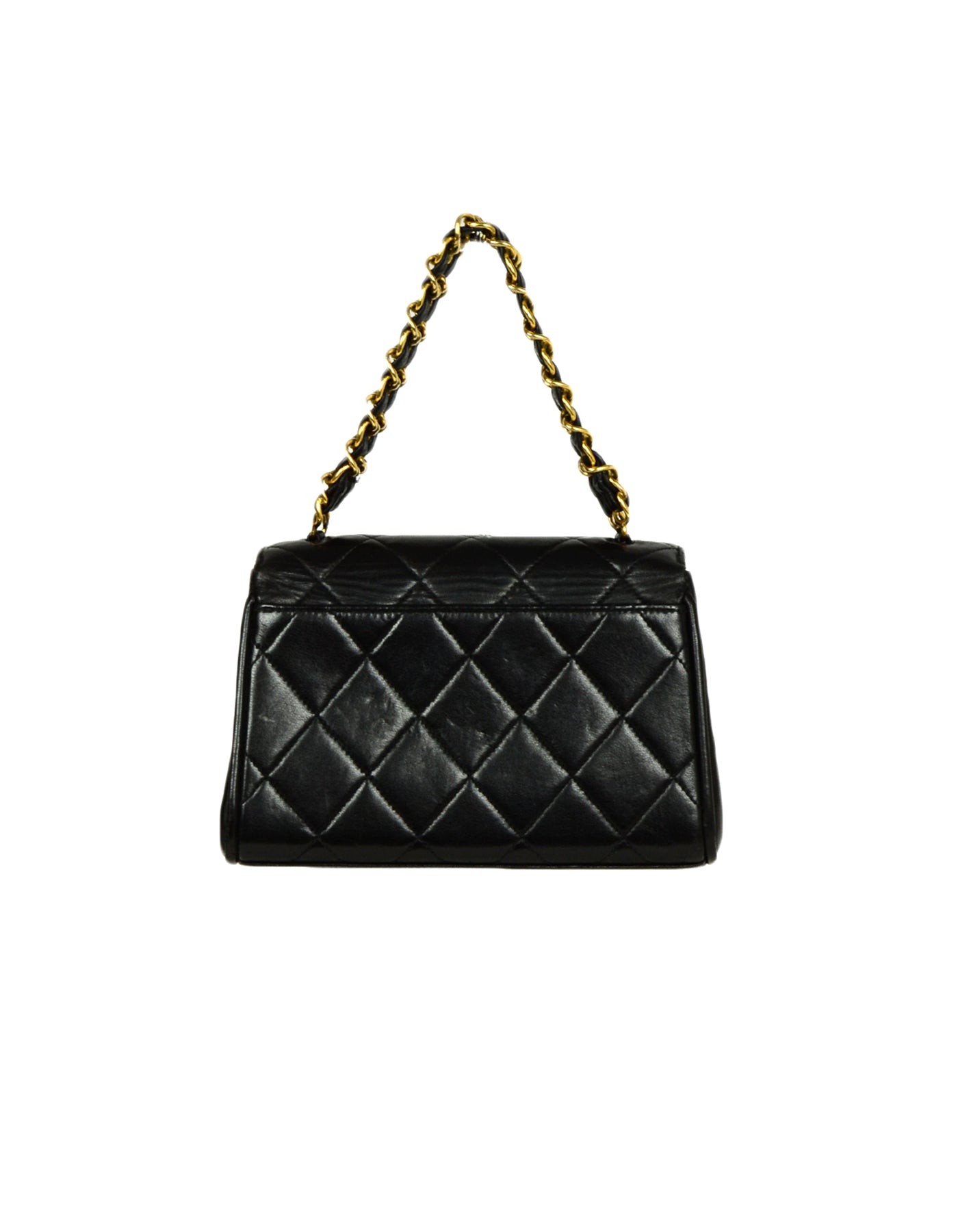 Chanel 1990s Black Quilted Mini Flap Top Handle Bag