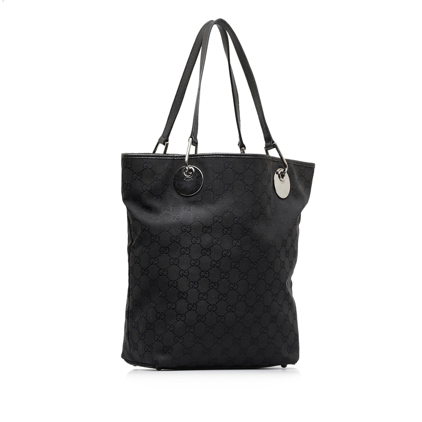 Gucci Black Leather Canvas Tote Style 20
