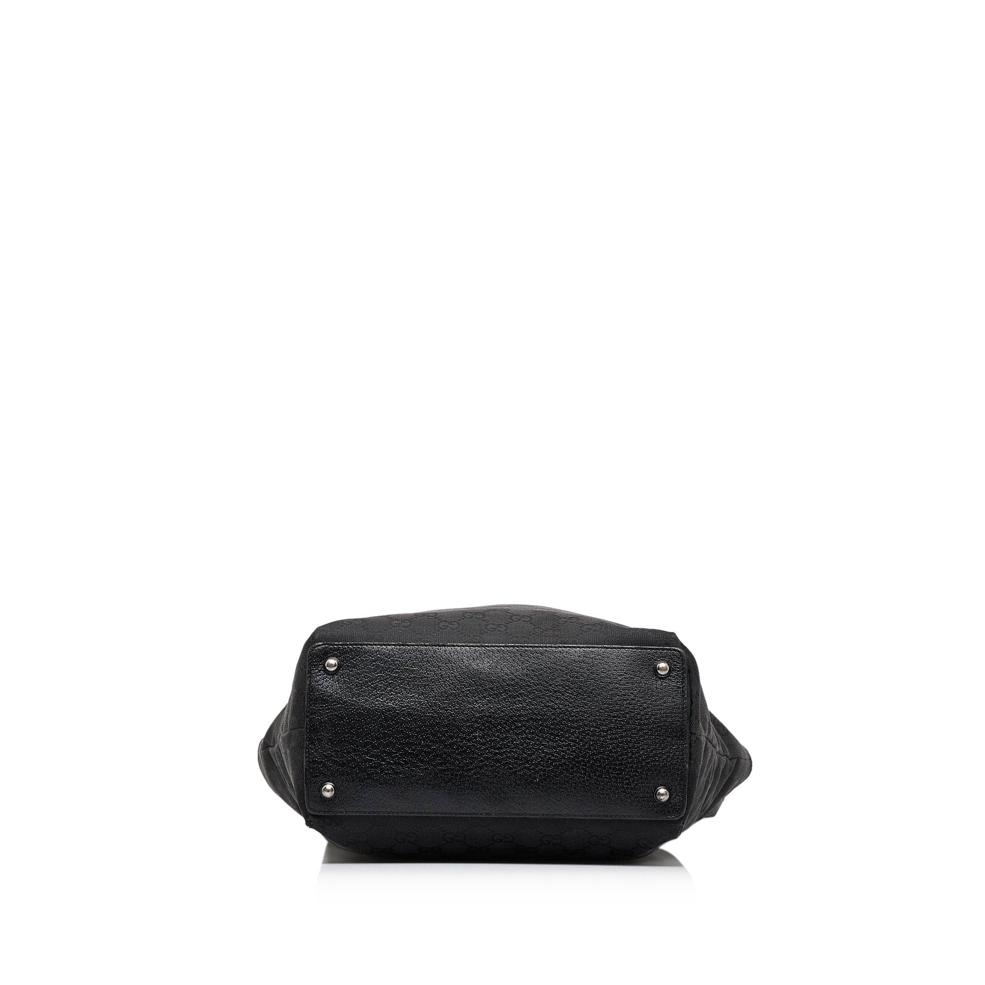 Gucci Black Leather Canvas Tote Style 20
