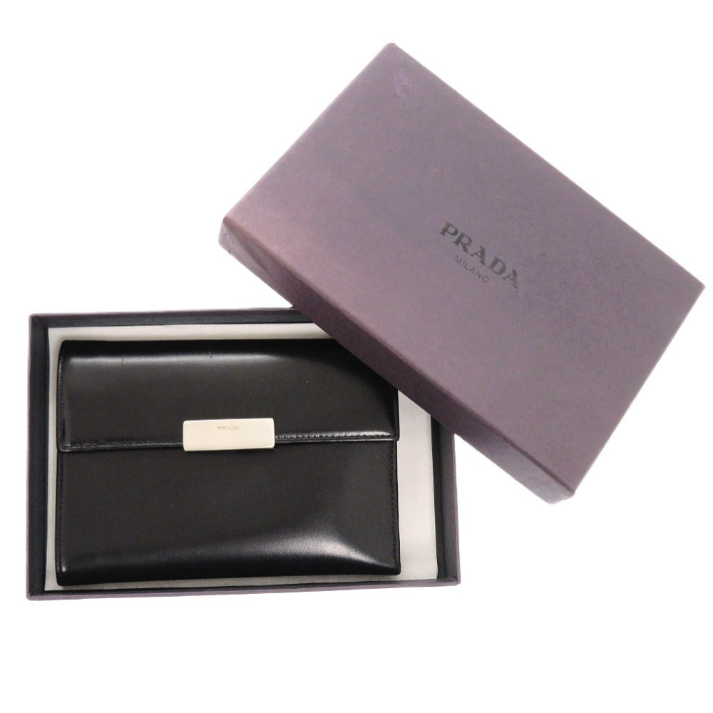 PRADA Tri-fold wallet leather black mens