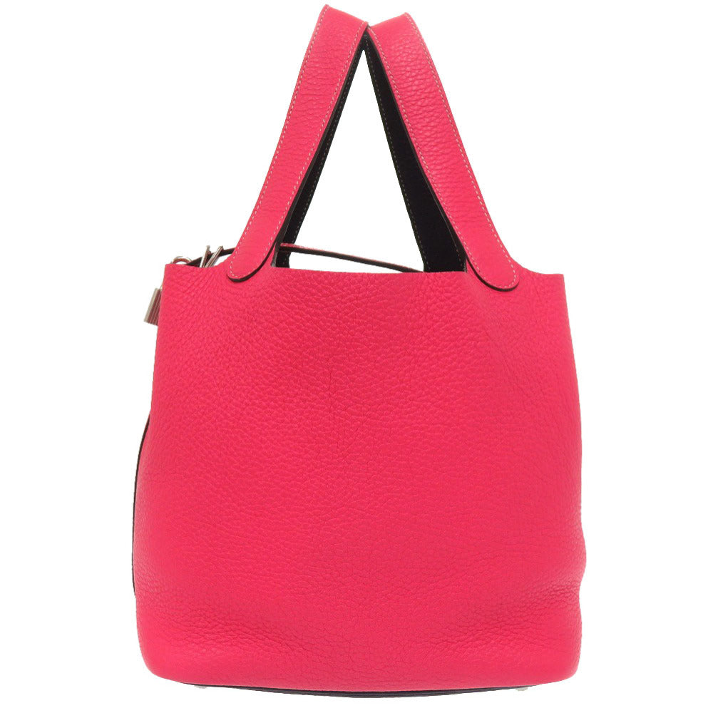 HERMES Handbag Taurillon Clemence Rose Extreme Picotin Lock MM Kazak 22